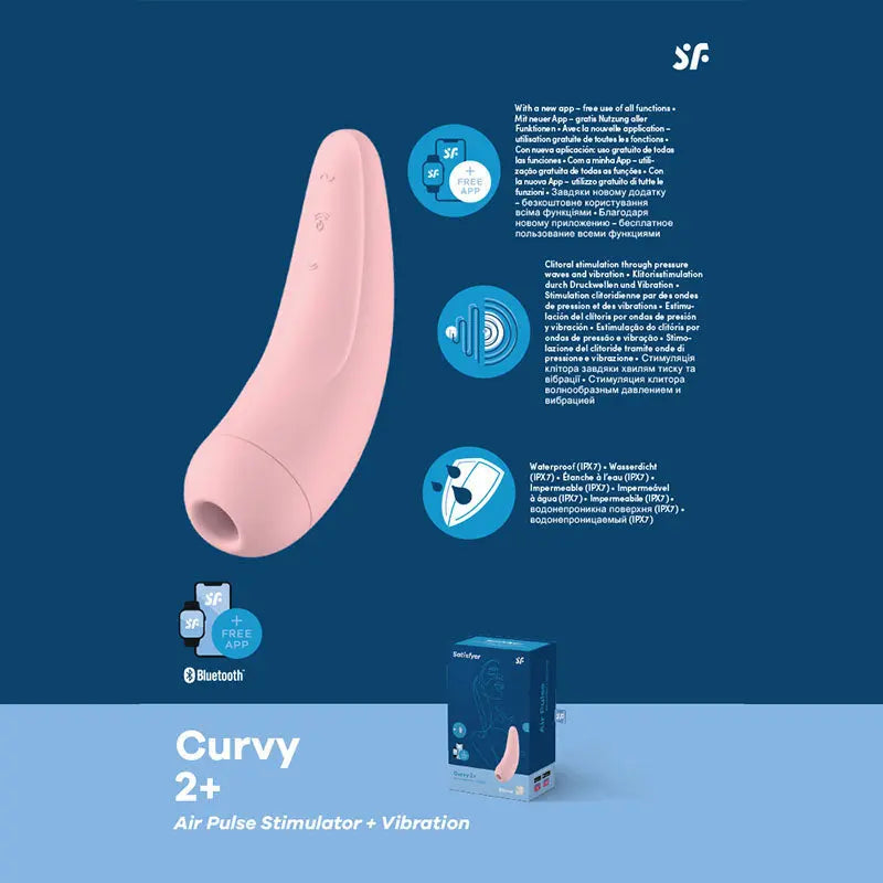 Satisfyer Curvy 2+ - App Contolled Touch-Free USB-Rechargeable Clitoral Stimulator with Vibration Satisfyer Discreet Intimate Essentials.