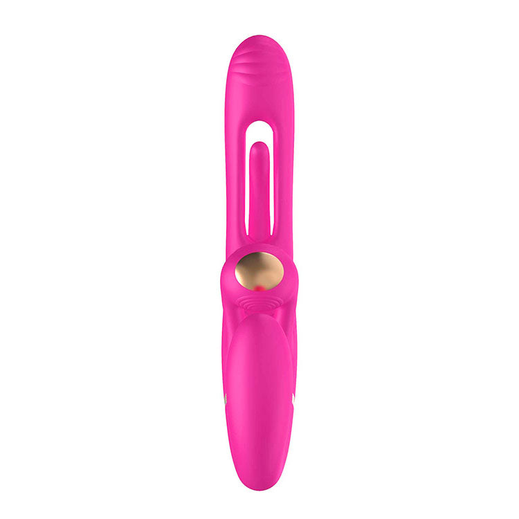 Adam & Eve ORGAZ-OHH-MATIC - 23.5 cm USB Rechargeable Strapless Strap-On with Remote in vibrant pink.