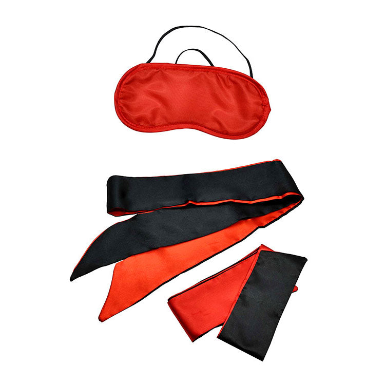 Adam & Eve SENSUAL SCARLET NIGHTS - Black/ Couples Bondage Kit - Set of 10 Pieces includes silk ties and blindfold.