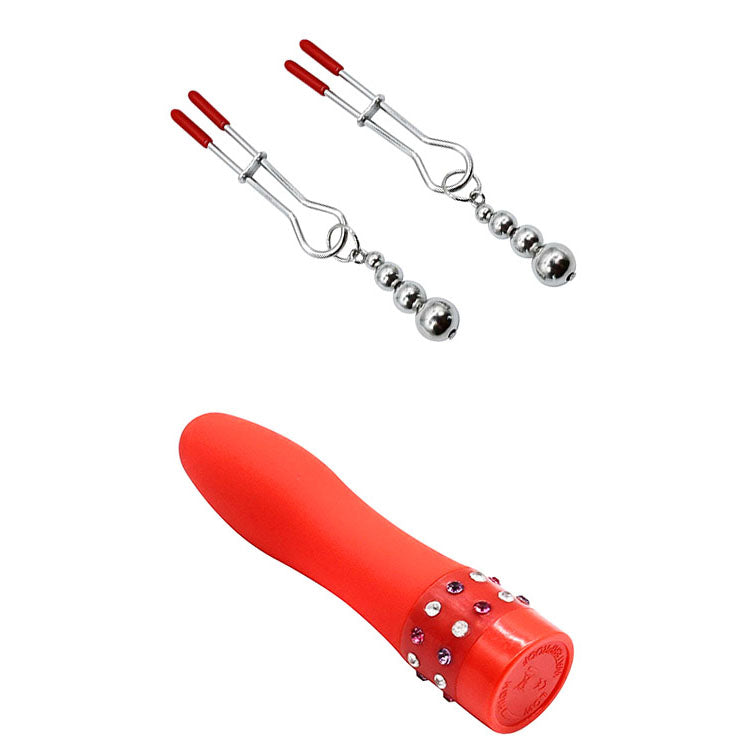 Adam & Eve SENSUAL SCARLET NIGHTS - Black/ Couples Bondage Kit - Set of 10 Pieces featuring red pleasure toys.