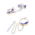 Adam & Eve THE FAIRY Bondage Set - Iridescent Bondage Kit - Set of 5 Pieces featuring colorful bow-tie collar and leash.