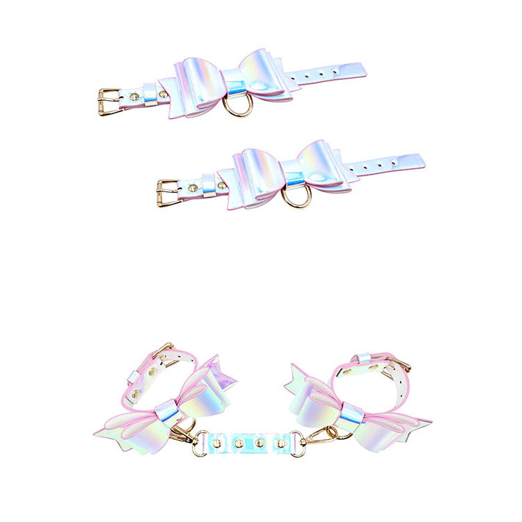 Adam & Eve THE FAIRY Bondage Set - Iridescent Bondage Kit - Set of 5 Pieces with colorful bow collars and cuffs.