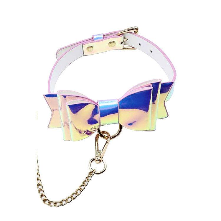 Adam & Eve THE FAIRY Bondage Set - Iridescent Bondage Kit - Set of 5 Pieces - Iridescent bow collar with chain leash.