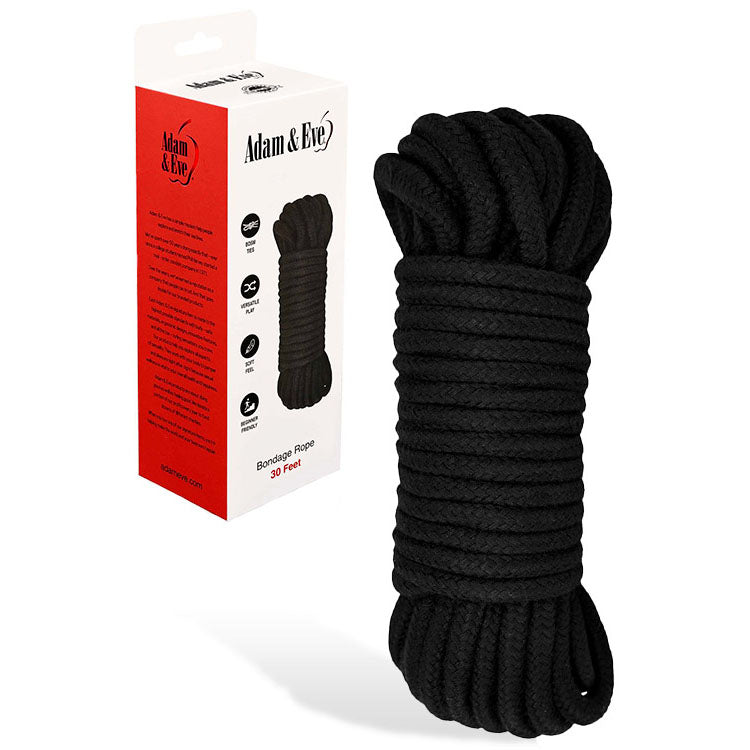 Adam & Eve bondage rope 9 metre displayed with packaging for versatile and thrilling bondage play.