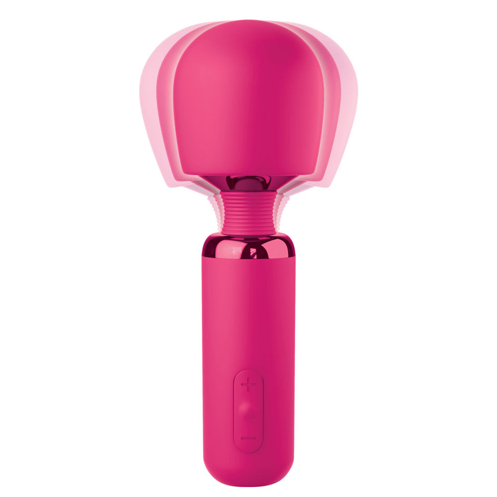 JimmyJane Exona -  18.3 cm USB Rechargeable Massage Wand in vibrant pink color, ergonomic design with flexible head.