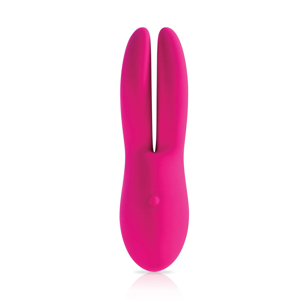 JimmyJane Ascend 2 -  -  15.5 cm USB Rechargeable Dual Tip Vibrator in vibrant pink color, featuring flexible design.
