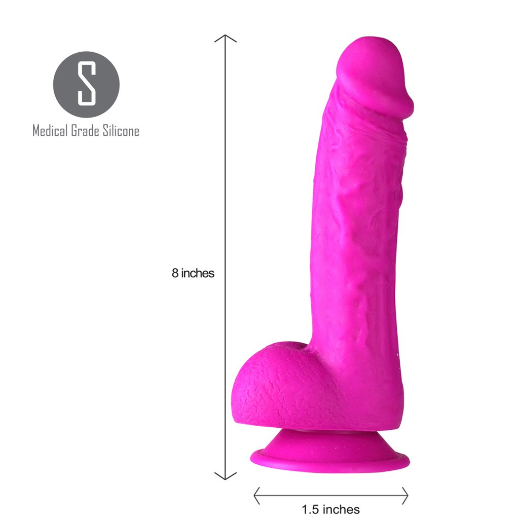 Maia Josi - 20.3 cm Dong, 8-inch pink silicone dong with a strong suction base, perfect for intimate essentials for her.