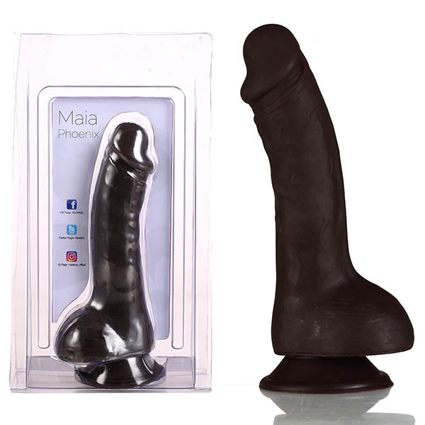 Maia Phoenix - 20.3 cm Dong displayed with packaging, strong suction cup base for intimate essentials.