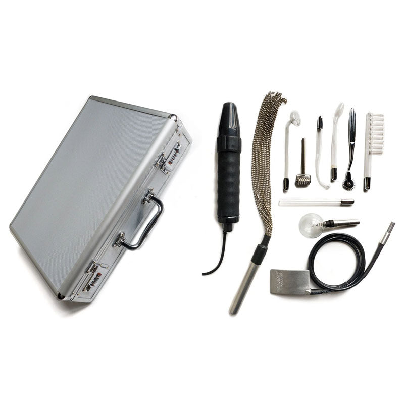 KinkLab Agent Noir Neon Wand Kit - E-Stim Kit - 11 Piece Set including electrodes and accessories
