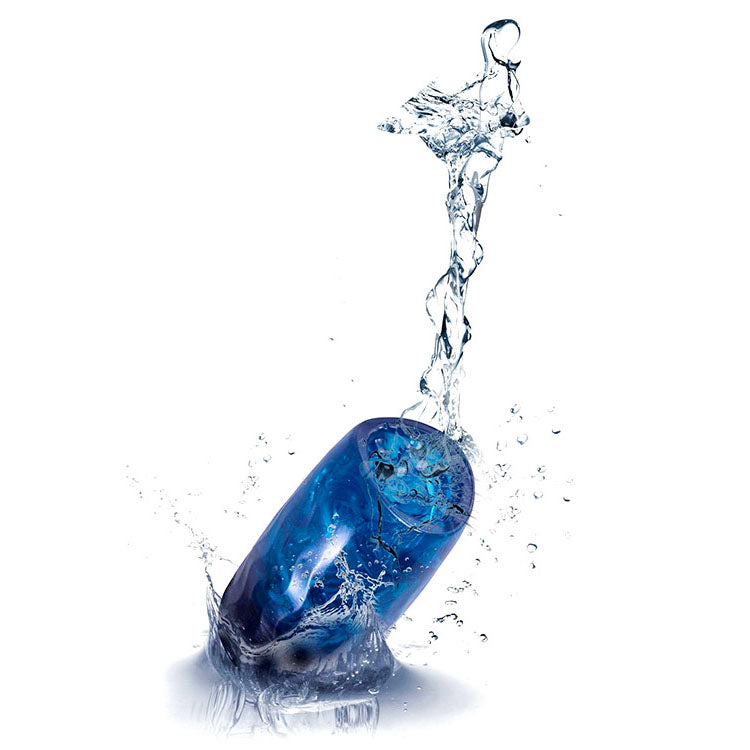 Adam & Eve ADAMS MAGNA MISSILE - USB Rechargeable Thrusting & Spinning Auto Stroker in blue with water splashes.