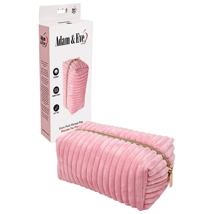 Adam & Eve EVES PLUSH STORAGE BAG - Private Storage Bag, elegant plush pink storage for intimate essentials.