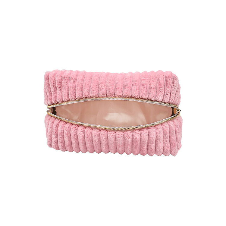 Adam & Eve EVES PLUSH STORAGE BAG - Private Storage Bag in soft pink color with a zippered opening.