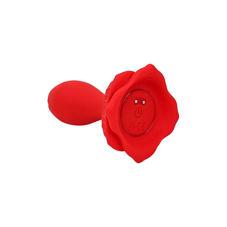 Adam & Eve THE ROSEBUD -  10.2 cm USB Rechargeable Vibrating Butt Plug with Remote in vibrant red color.