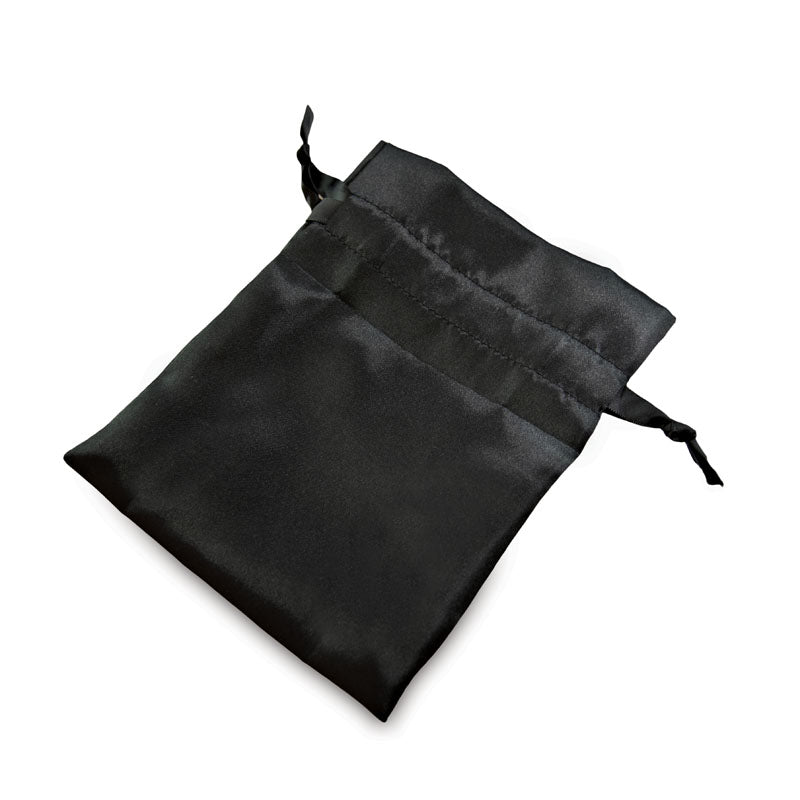 Love Distance MAG -  Rechargeable Panty Vibrator with App Control in a sleek black satin storage pouch.