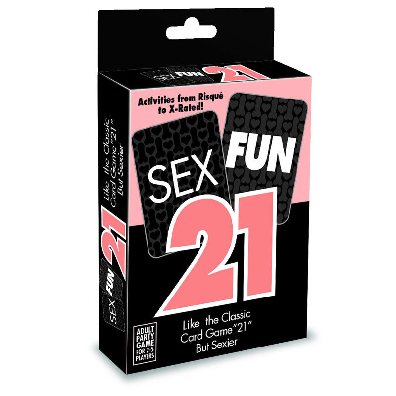 Sex Fun 21 - Adult Card Game packaging featuring sexy activities for a risqué game experience.