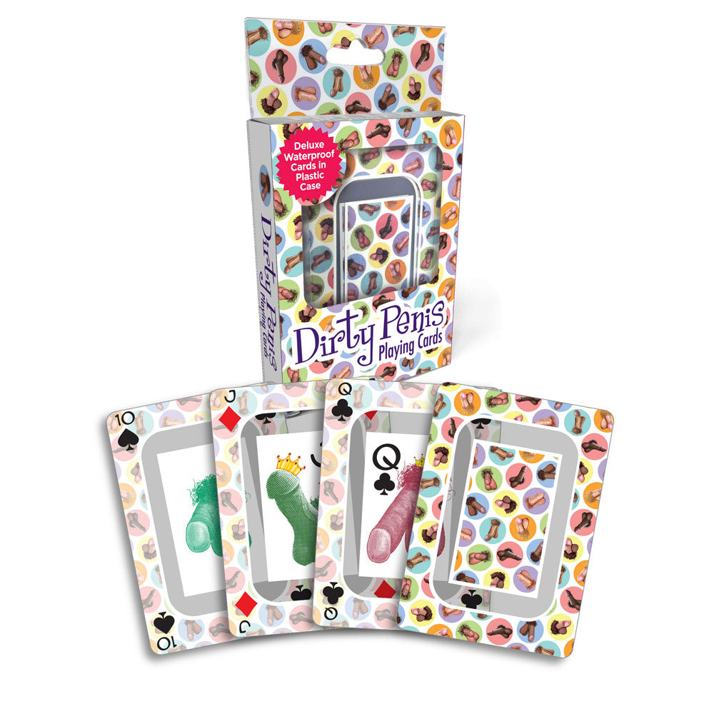Dirty Penis Playing Cards - Waterproof Novelty Playing Cards in a colorful packaging with illustrations of playful designs.