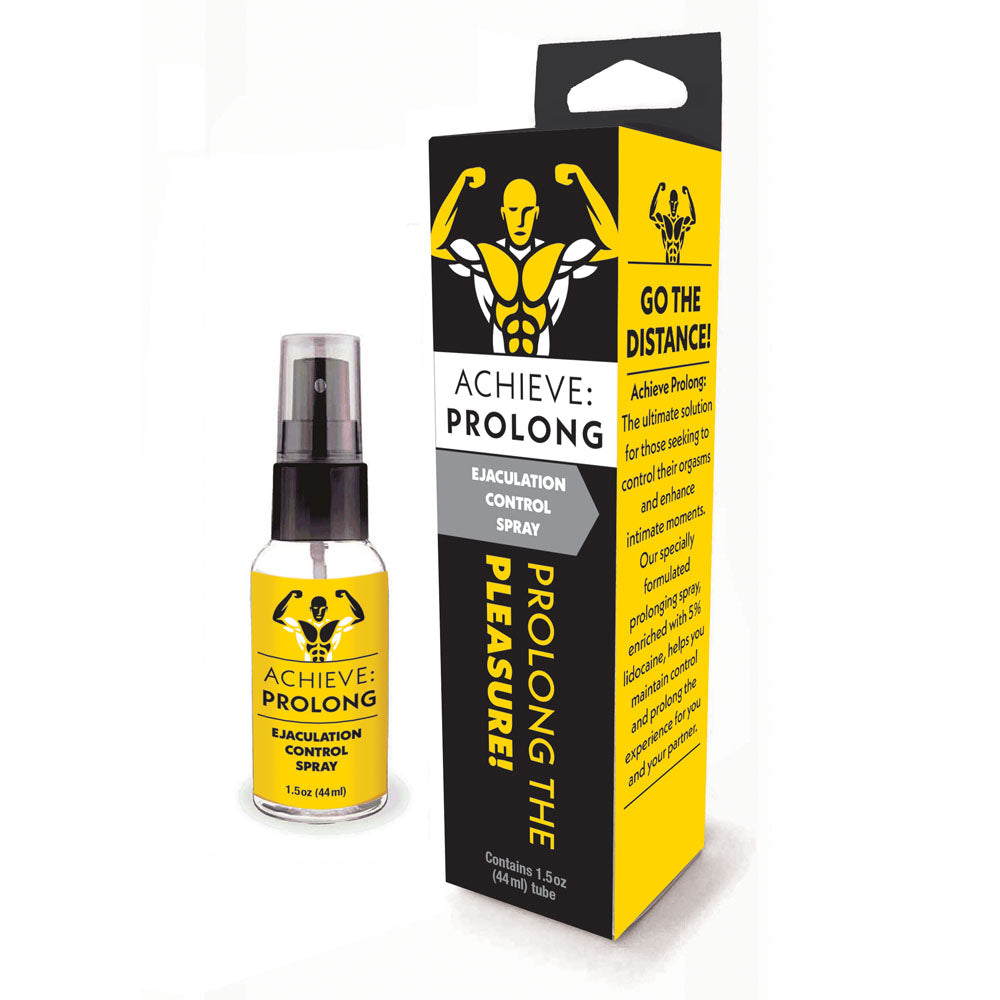 Achieve: Prolong ejaculation control spray for men 29 ml bottle with packaging for enhanced performance.