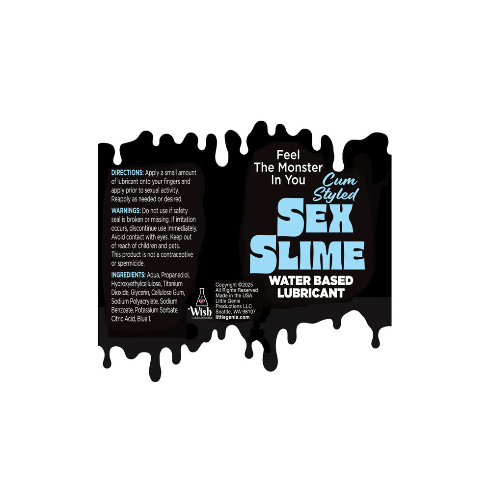 Sex Slime Cum Style Creature Lube - 120 ml - Cum Style Water Based Lubricant - 120 ml Bottle label