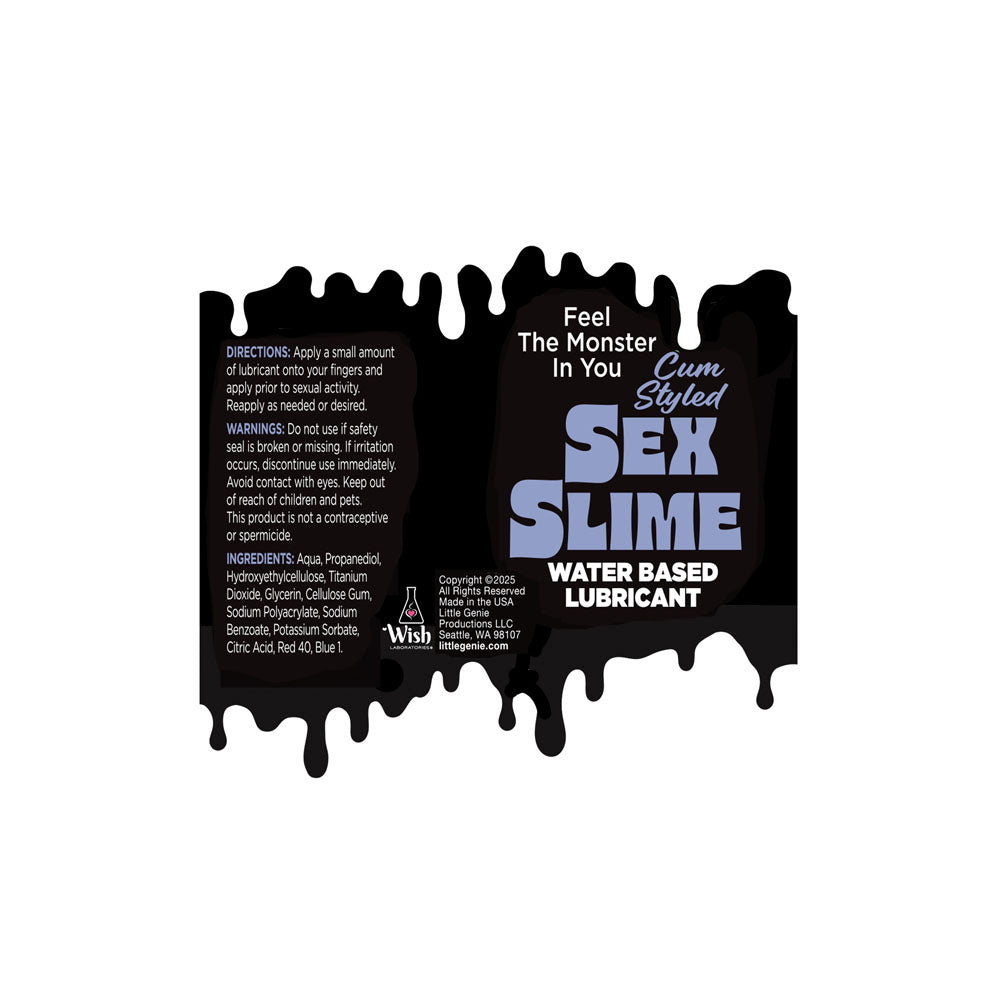 Sex Slime Cum Style Creature Lube -  60 ml -  Cum Style Water Based Lubricant - 60 ml Bottle packaging.