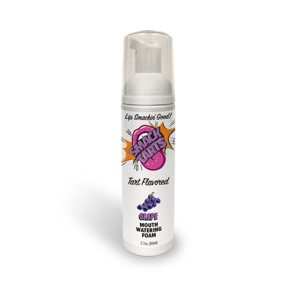Smack Tarts Mouthwatering Foam - Grape flavor, sour grape oral lubricant in an 80 ml spray bottle.