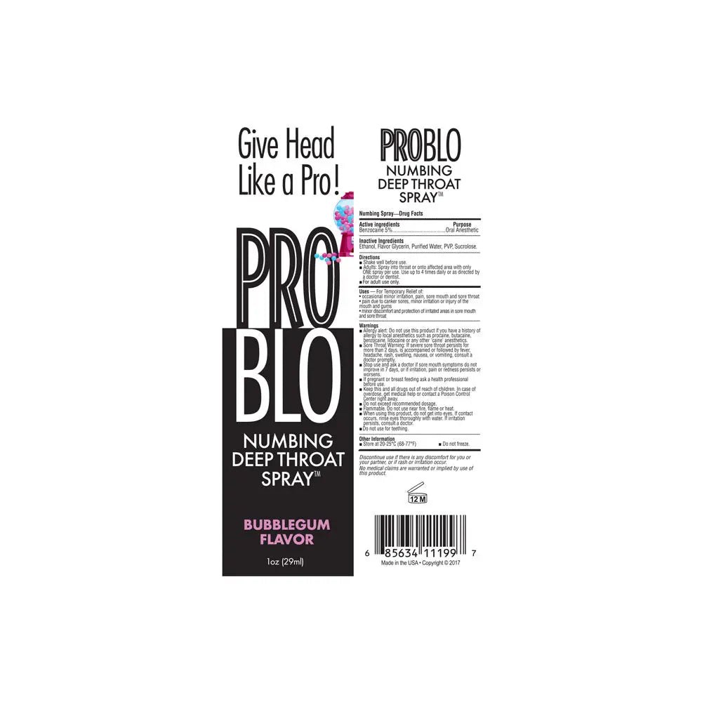 ProBlo Deep Throat Spray - Bubblegum - Bubblegum Flavoured Deep Throat Spray - 30 ml Little Genie Discreet Intimate Essentials.