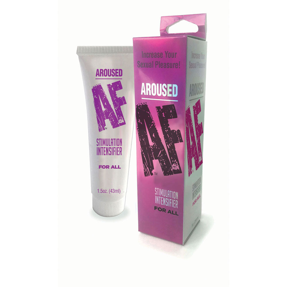Aroused AF - Couples Stimulation Cream - 44 ml (1.5oz) Tube with packaging designed to enhance sexual pleasure.