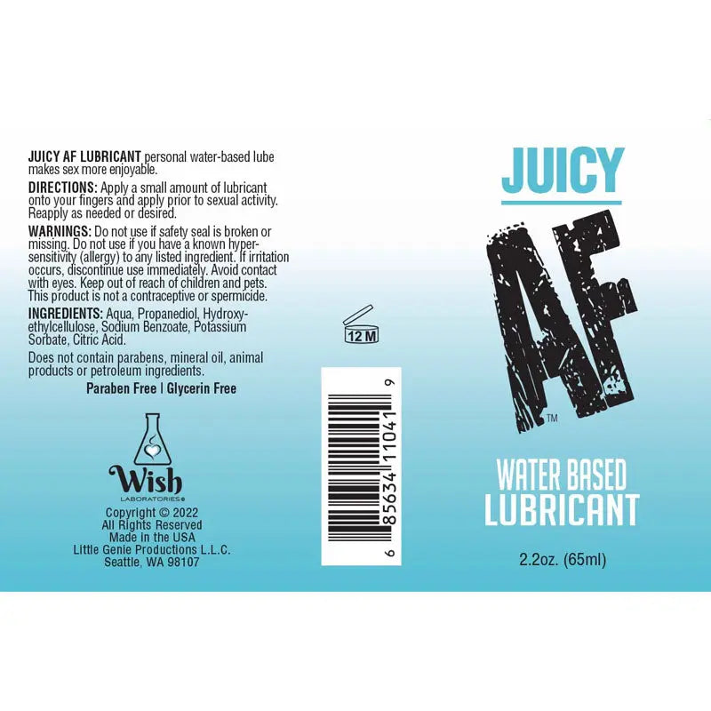 Juicy AF Water Based Lubricant - 59 ml - Water Based Lubricant - 59 ml Bottle Little Genie Discreet Intimate Essentials.