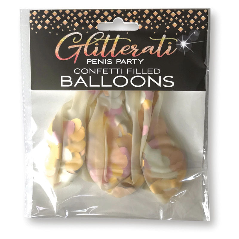 Glitterati - Confetti Balloons - Party Balloons - 5 Pack featuring confetti-filled penis balloons for a fun party