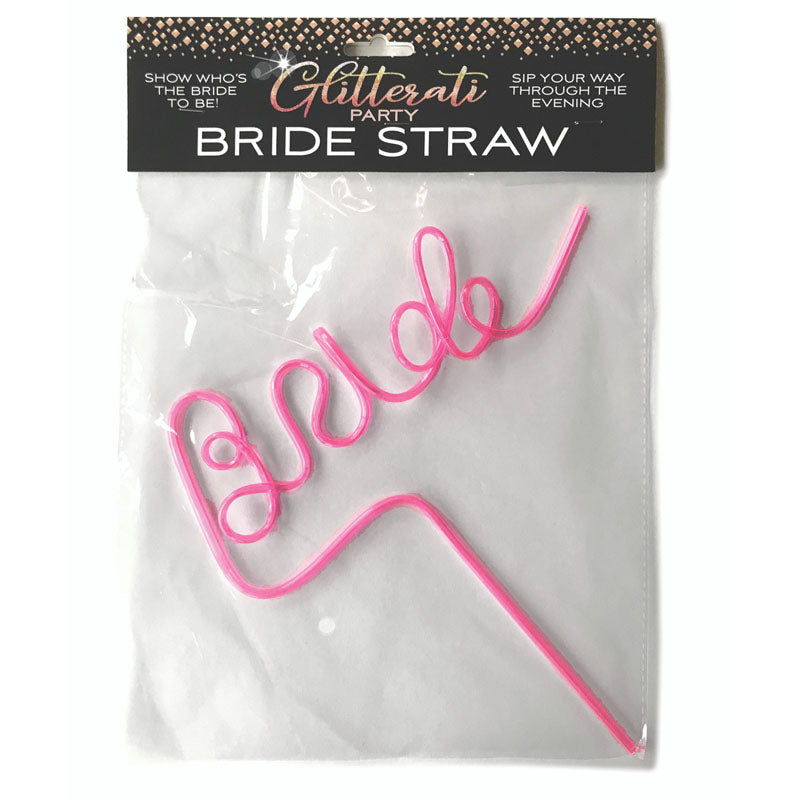 Glitterati - Bride Straw - Hens Party Novelty in pink, perfect for classy wedding celebrations.