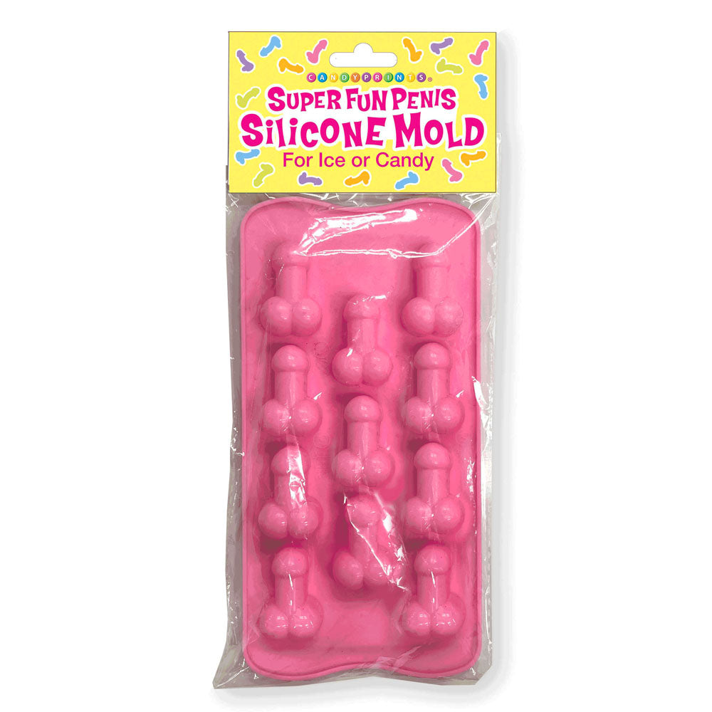 Super Fun Penis Silicone Ice Mould for making ice or candy shapes with 11 penis-shaped cavities.