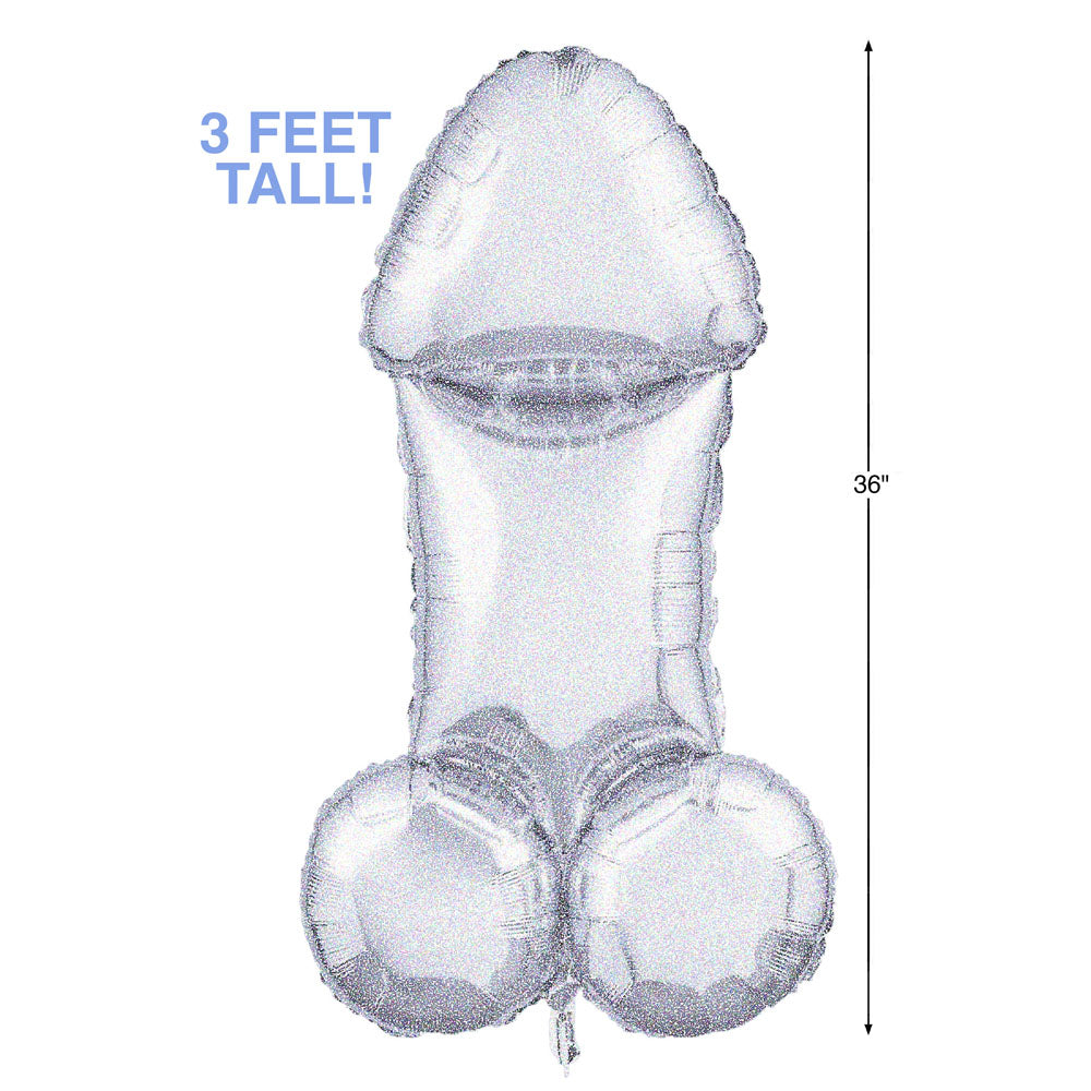 Glitterati - Disco Party Giant Penis Mylar Balloon - Hens Party Novelty - 90 cm Length, 3 feet tall fun party decoration.