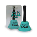 Ring For Anal Bell - Teal Novelty Bell in packaging, playful adult novelty item for intimate moments.