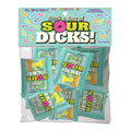 Suck a Bag of Sour Dicks! Bulk bag of 25 sour pecker lollies in fun-size packages for party fun.