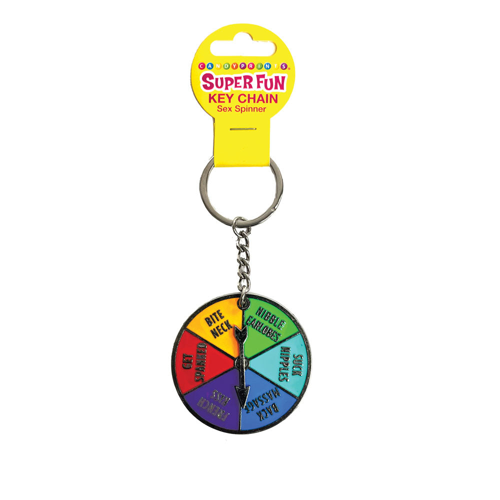 Super Fun Key Chain - Sex Spinner - Naughty Spinner Novelty Keychain with playful categories for intimate fun.