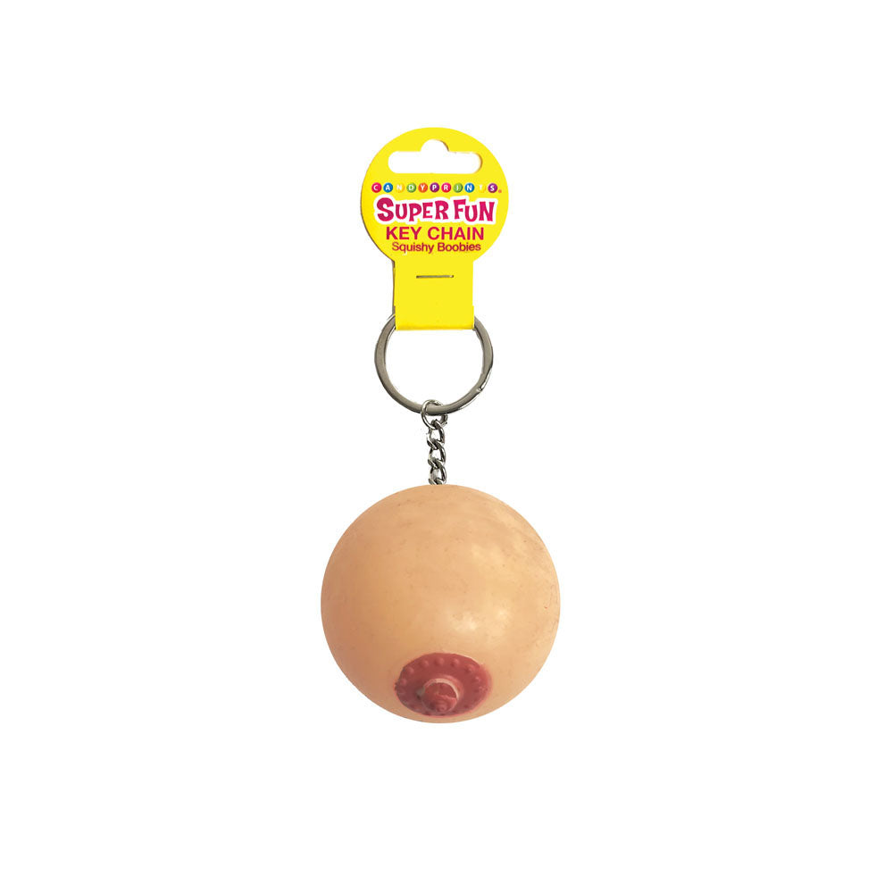 Super Fun Key Chain - Squishy Boob - Novelty Keychain featuring a squishy design for playful keyring additions.