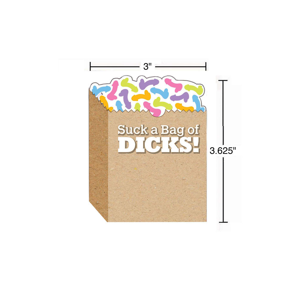 Suck A Bag Of Dicks! Sticky Notes - Novelty Sticky Notes - 100 Pack measuring 3" x 3.625" with colorful design.