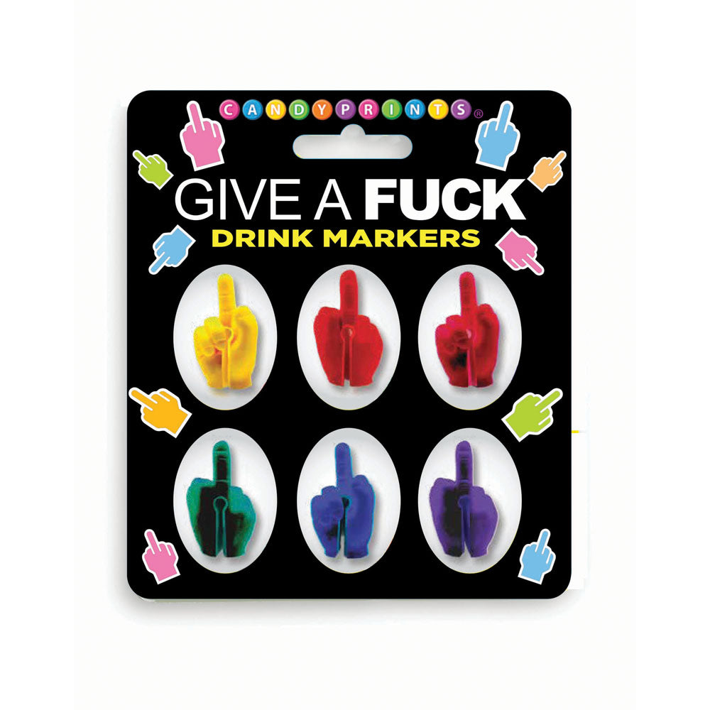 Give A Fuck Drink Markers set of 6 novelty drink markers set in various colors for parties and gatherings.