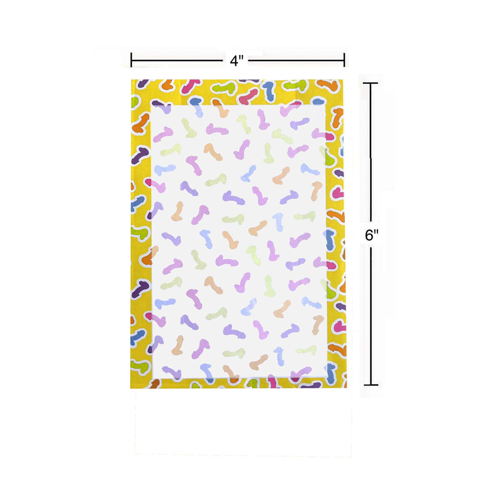 Super Fun Penis Notepad - Novelty Notepad - 100 Pages with colorful penis designs on the cover.