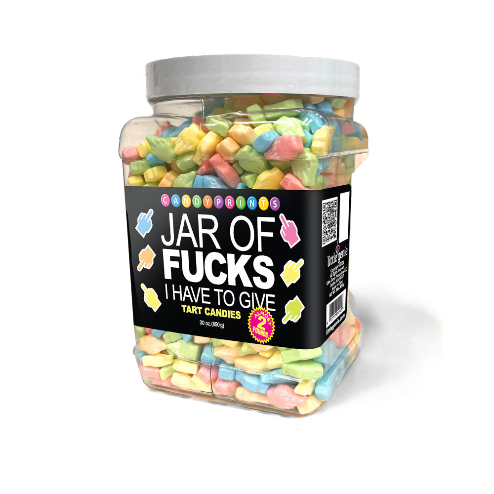 Jar Of Fucks I Have To Give - Fruit Flavoured Lollies - 850 gram Jar filled with colorful tart candies.