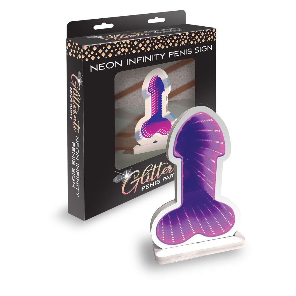 Glitterati Neon Infinity Penis Sign - Novelty LED Light displayed with colorful lighting and sleek design.