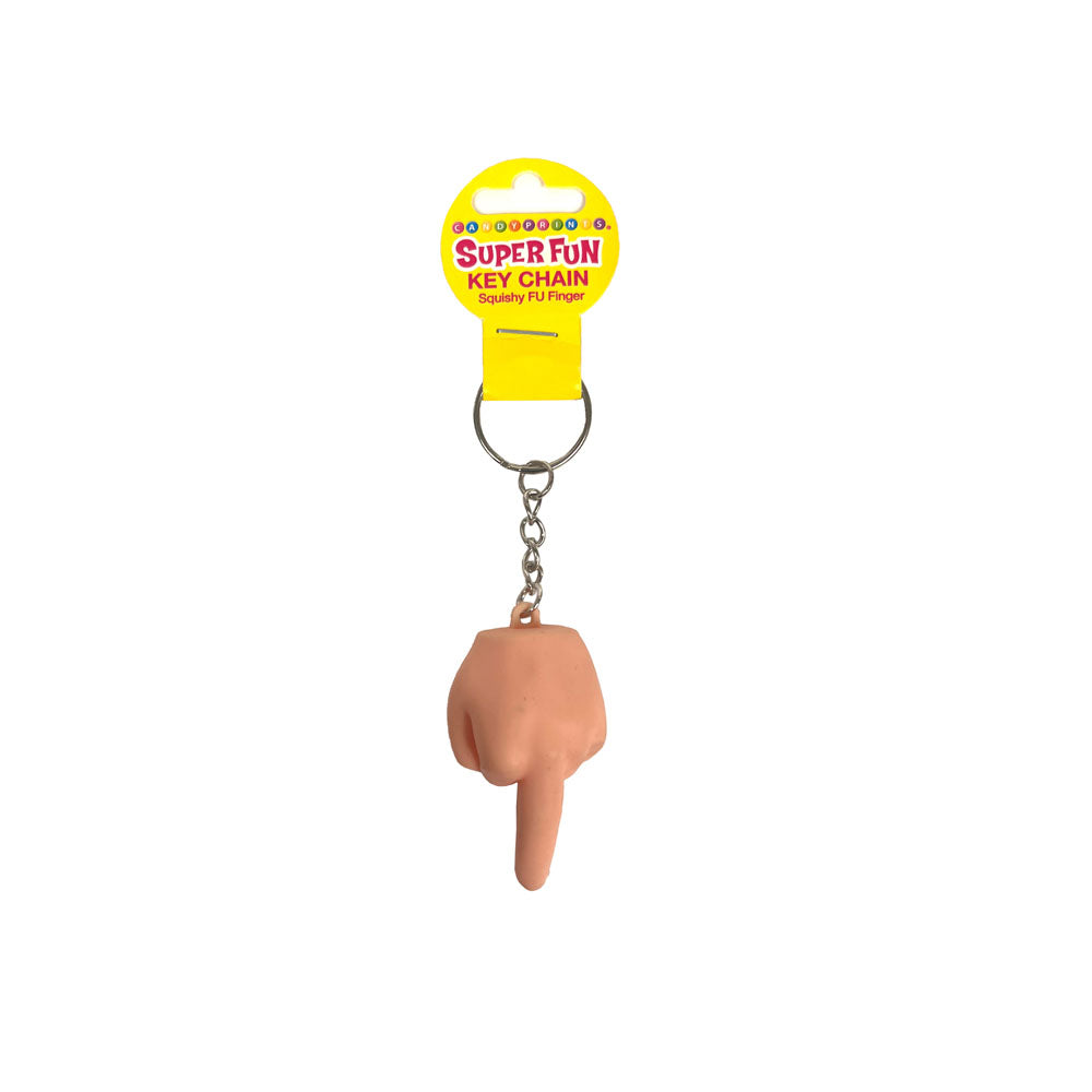 Super Fun Key Chain - Squishy FU Finger, a novelty keychain squishy middle finger for fun and laughs.