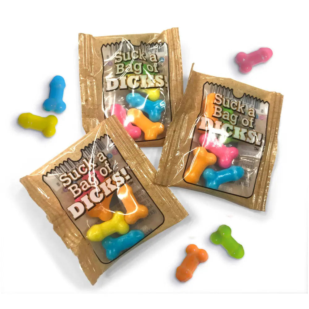 Suck a Bag of Dicks! Bag of 25 - Pecker Lollies - Bulk Bag of 25 Party Packs Little Genie Discreet Intimate Essentials.