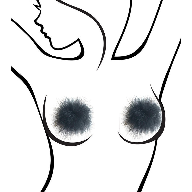 Sexy AF - Nipple Couture Marabou - Marabou Reuseable Nipple Pasties design featuring stylish black furry nipple covers.