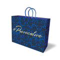 #PROVOCATIVE Gift Bag - Novelty Gift Bag featuring blue design with black flocked pattern and gold foil imprint.