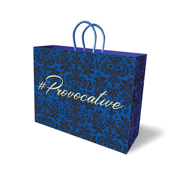 #PROVOCATIVE Gift Bag - Novelty Gift Bag featuring blue design with black flocked pattern and gold foil imprint.
