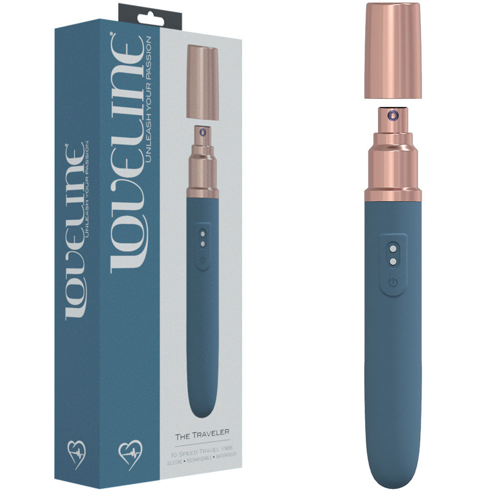 LOVELINE The Traveler -  -  17.6 cm USB Rechargeable Vibrator with Lube Applicator in elegant packaging.