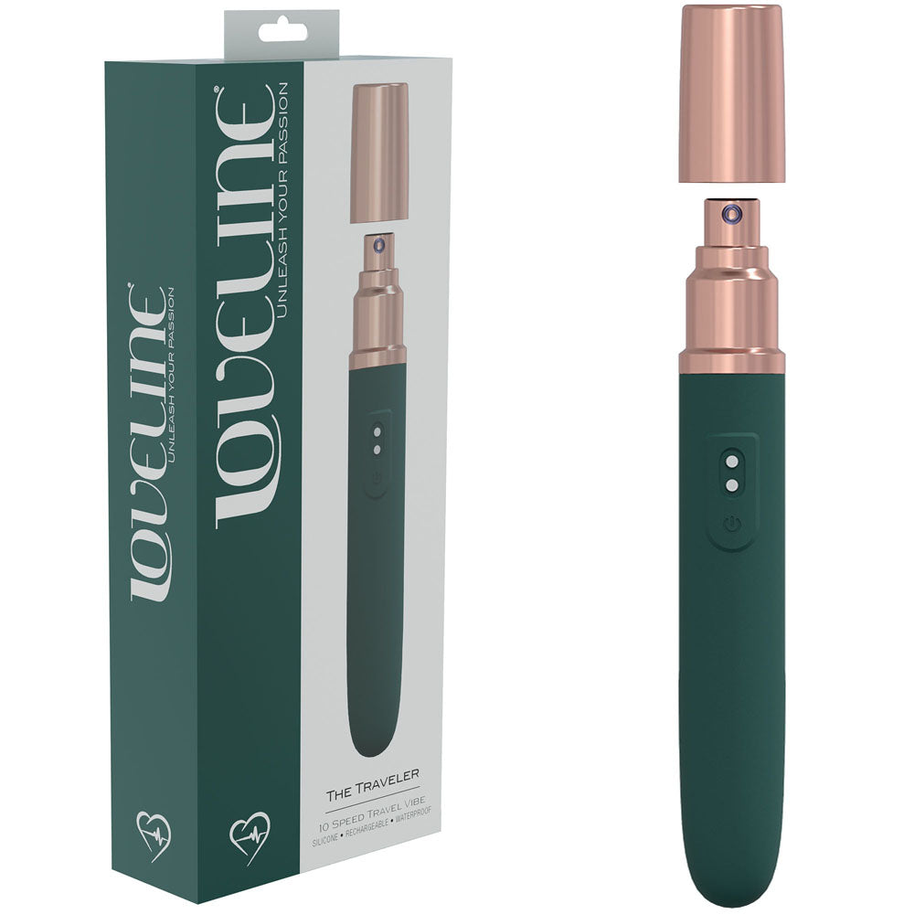 LOVELINE The Traveler -  -  17.6 cm USB Rechargeable Vibrator with Lube Applicator in elegant packaging.