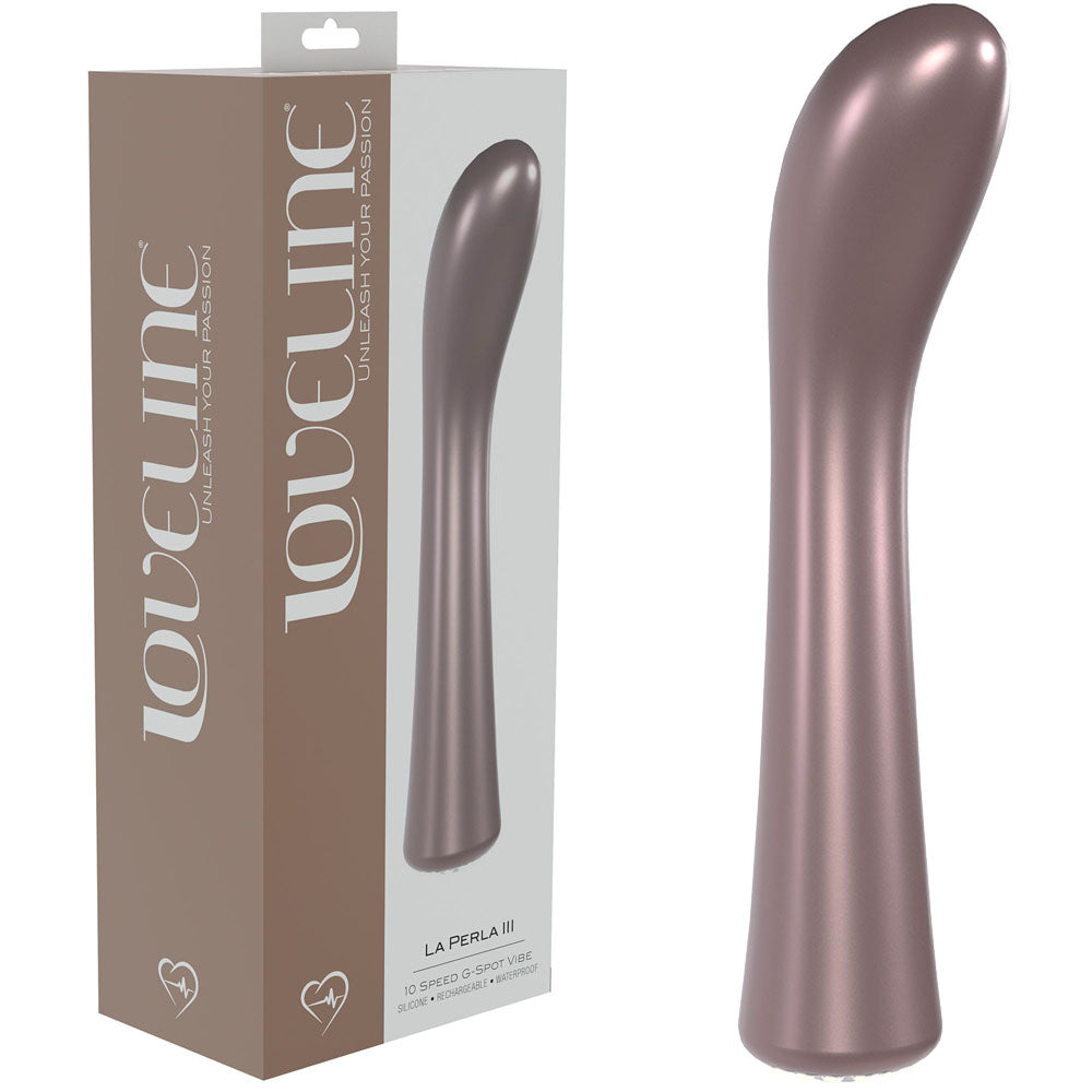LOVELINE La Perla III -  - Pearlescent  19.2 cm USB Rechargeable Vibrator with elegant design and packaging.