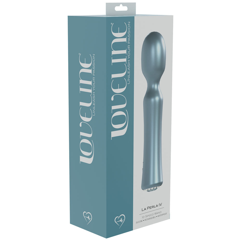 LOVELINE La Perla IV -  - Pearlescent  19.2 cm USB Rechargeable Massage Wand packaging in elegant design.