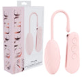 LOVELINE Felicite -  -  USB Rechargeable Vibrating Egg with Wireless Remote next to its packaging in soft pink color.